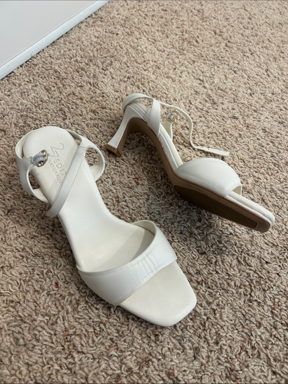 Naturalizer White Strappy Block Heel Sandals Grace